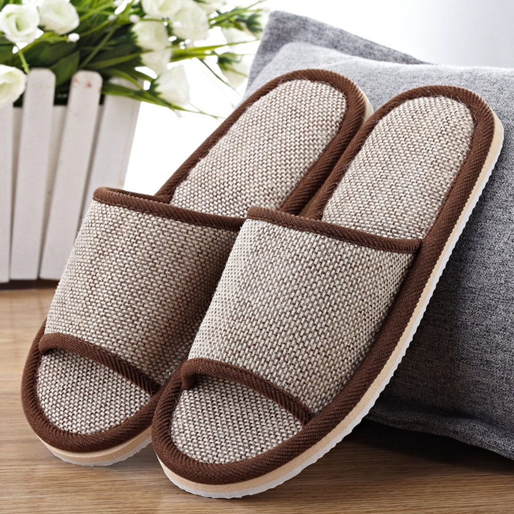 Women Shoes Size To Men - Linen Slippers For Men And Women