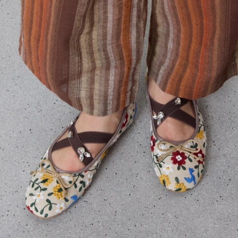 Embroidery Flower Ballet Flats - Ballet Flat Women avis et prix