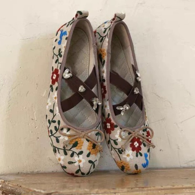 Embroidery Flower Ballet Flats - Ballet Flat Women avis et prix