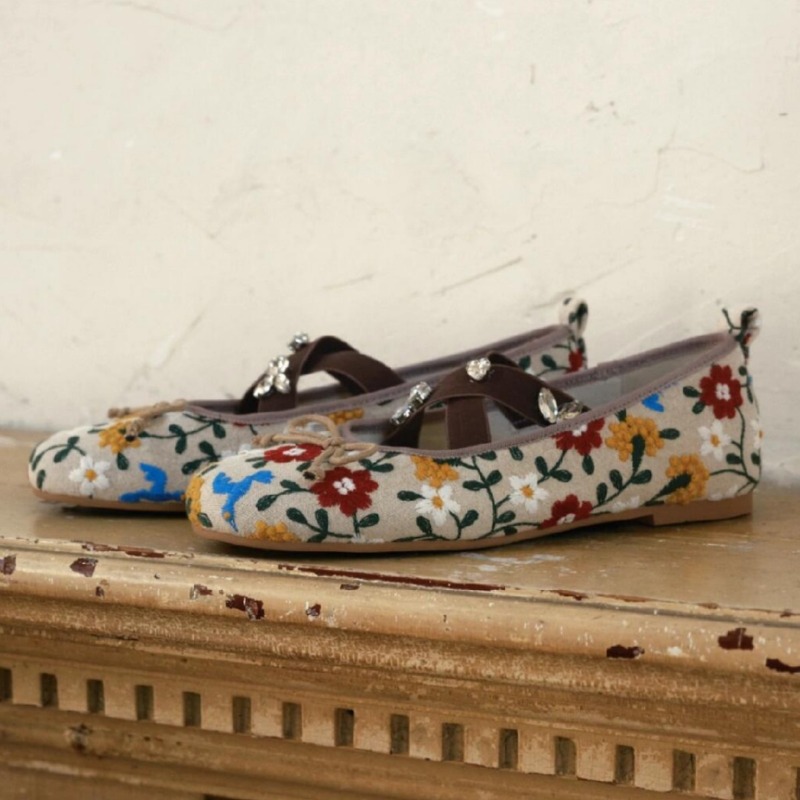 Embroidery Flower Ballet Flats - Ballet Flat Women avis et prix