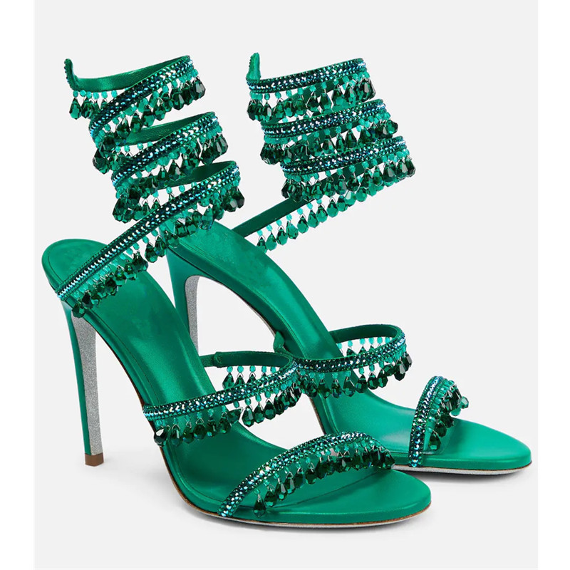 Sexy Green Crystal Fringe Stil - Women'S Shoes Peep Toe avis et prix