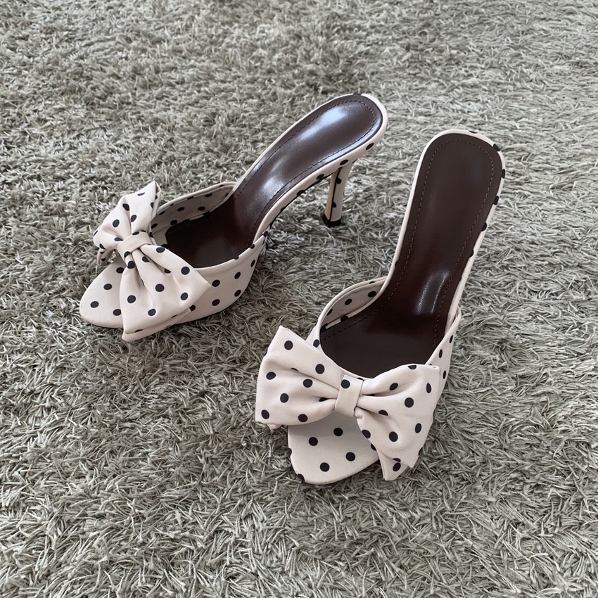Polka Dot Bowknot Women Mules  - Women'S Shoes Peep Toe avis et prix