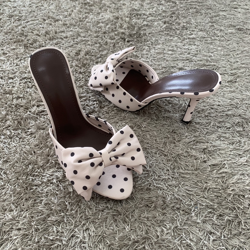 Polka Dot Bowknot Women Mules  - Women'S Shoes Peep Toe avis et prix