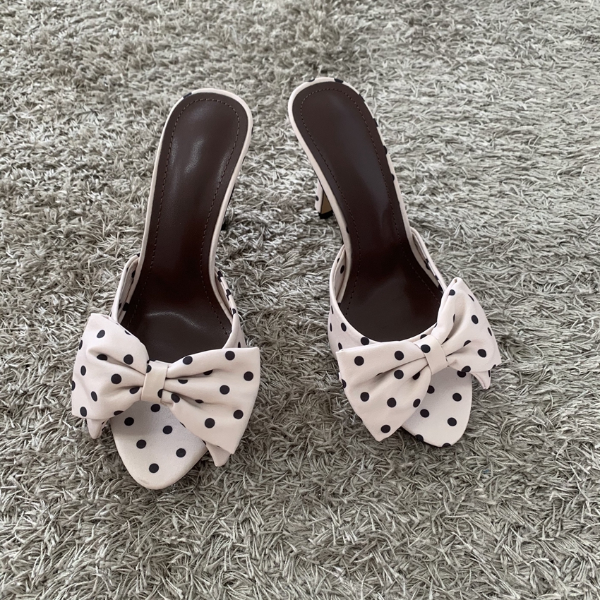 Polka Dot Bowknot Women Mules  - Women'S Shoes Peep Toe avis et prix