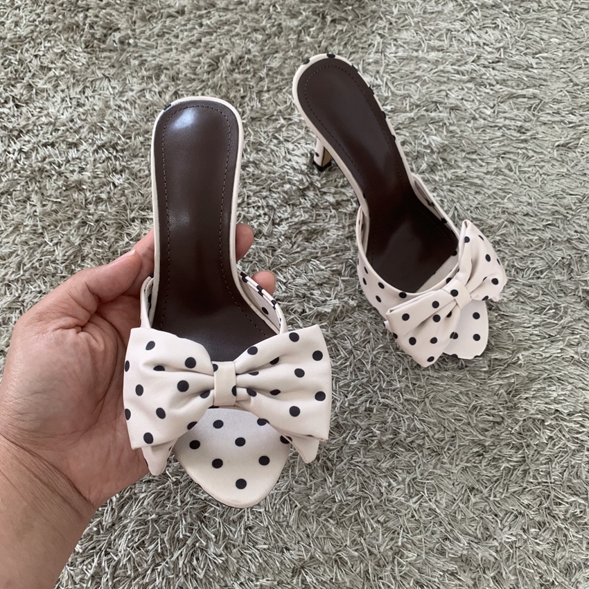Polka Dot Bowknot Women Mules  - Women'S Shoes Peep Toe avis et prix