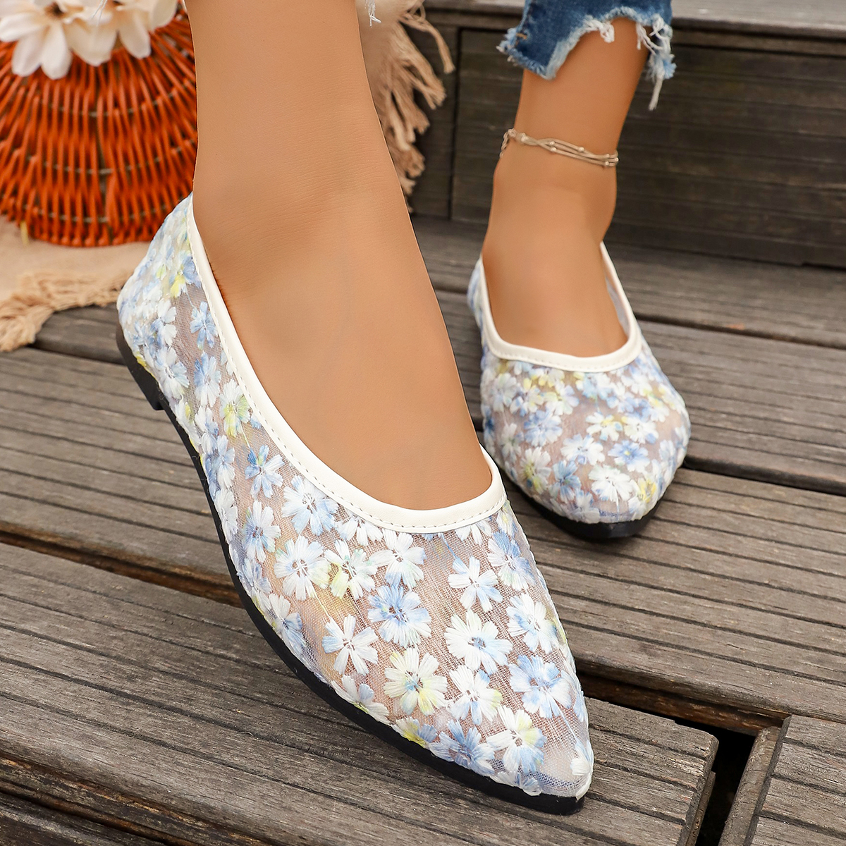 Summer Elegant Flower Low Heel - Women'S Shoes Large avis et prix