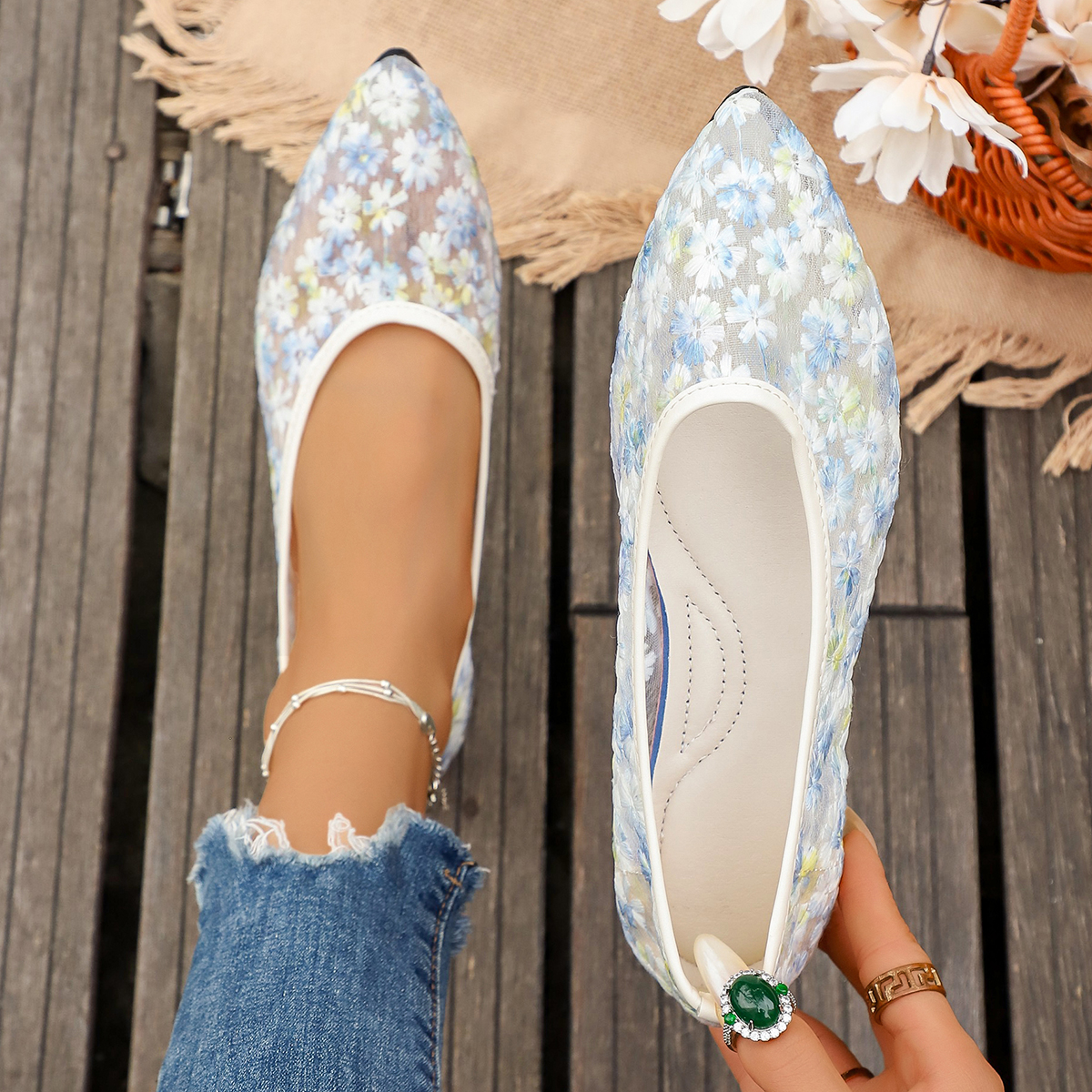 Summer Elegant Flower Low Heel - Women'S Shoes Large avis et prix