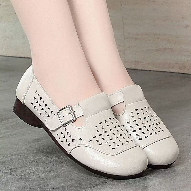Women's Leather Hollow Out Low - Women Shoes Sandals avis et prix