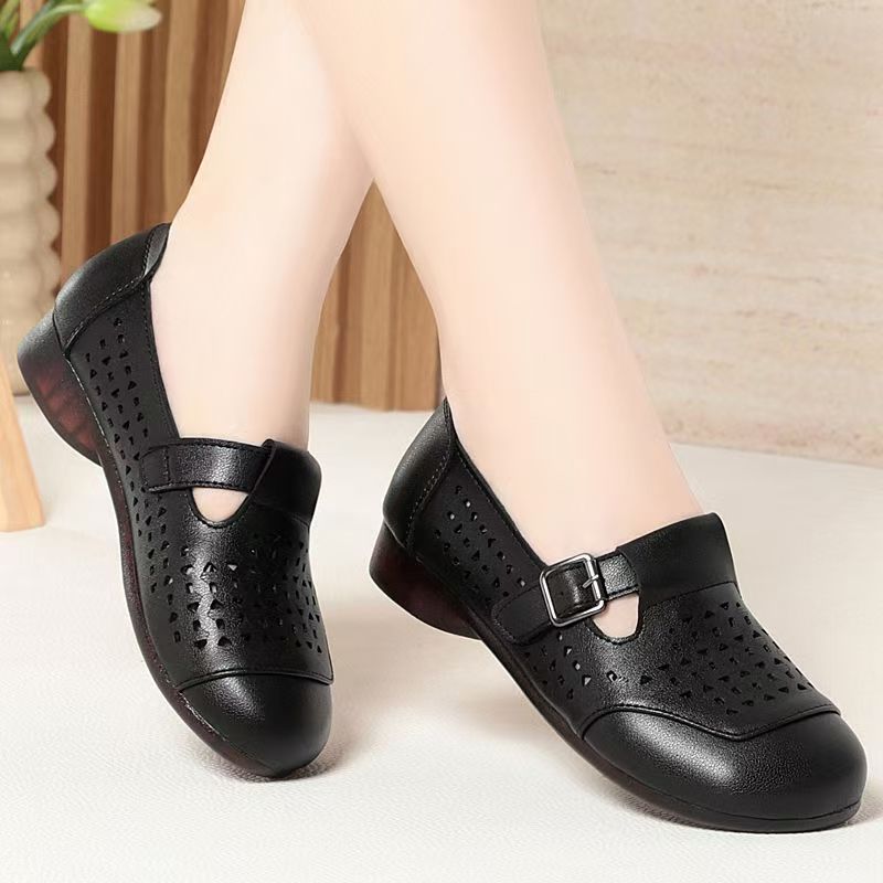 Women's Leather Hollow Out Low - Women Shoes Sandals avis et prix