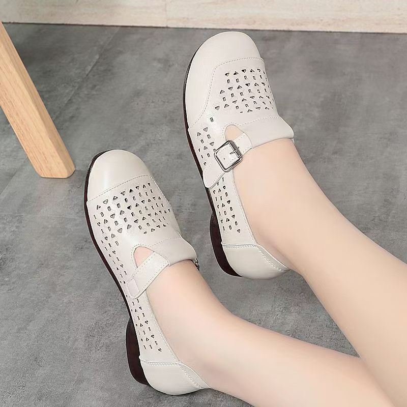 Women's Leather Hollow Out Low - Women Shoes Sandals avis et prix