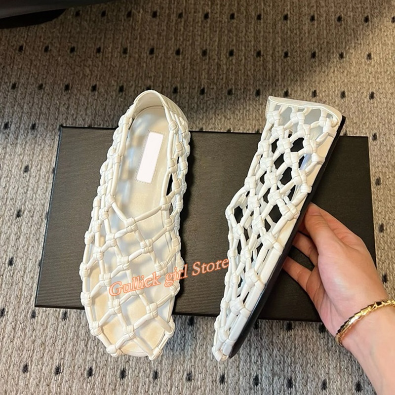 French Woven Mesh Hollow flat  - Women Shoes Sandals avis et prix