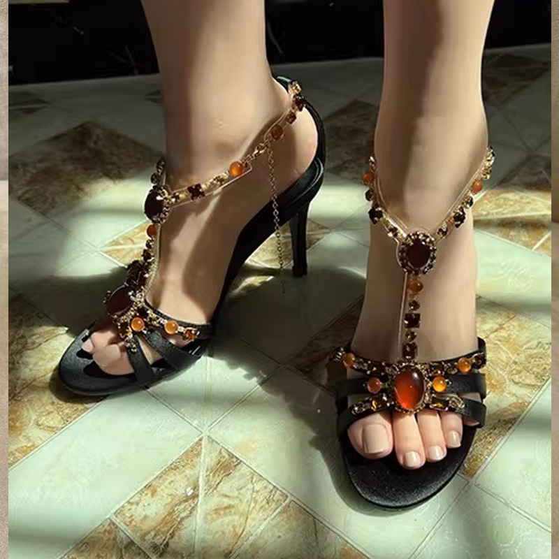 Rhinestone Open Toe Cross Stra - Women'S Shoes Peep Toe avis et prix