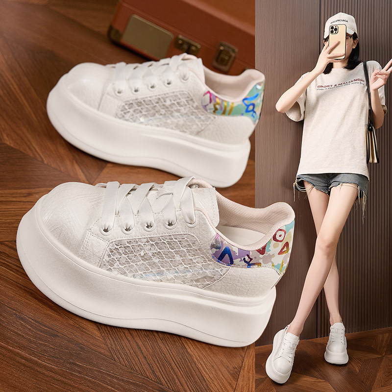 Thick-soled White Shoes for Wo - Mesh Sneaker Women avis et prix